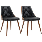 Aosom Dining Chair Tufted Faux Leather Upholstered Dining Chairs (Set of 2) - Available in 2 Colours