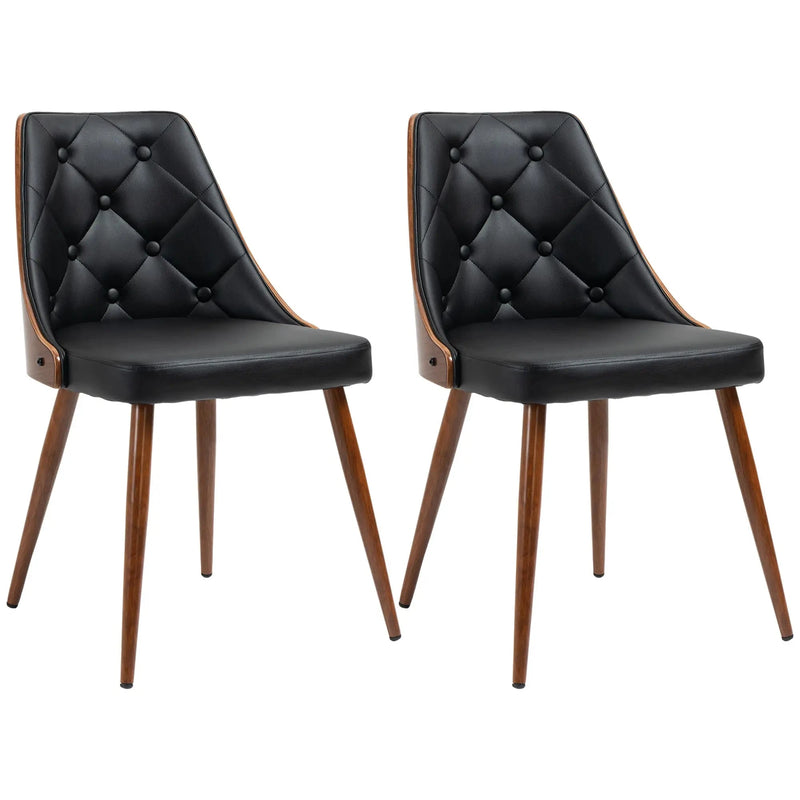 Aosom Dining Chair Tufted Faux Leather Upholstered Dining Chairs (Set of 2) - Available in 2 Colours