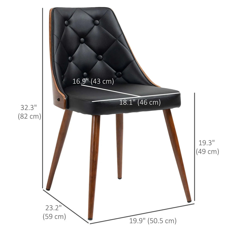 Aosom Dining Chair Tufted Faux Leather Upholstered Dining Chairs (Set of 2) - Available in 2 Colours