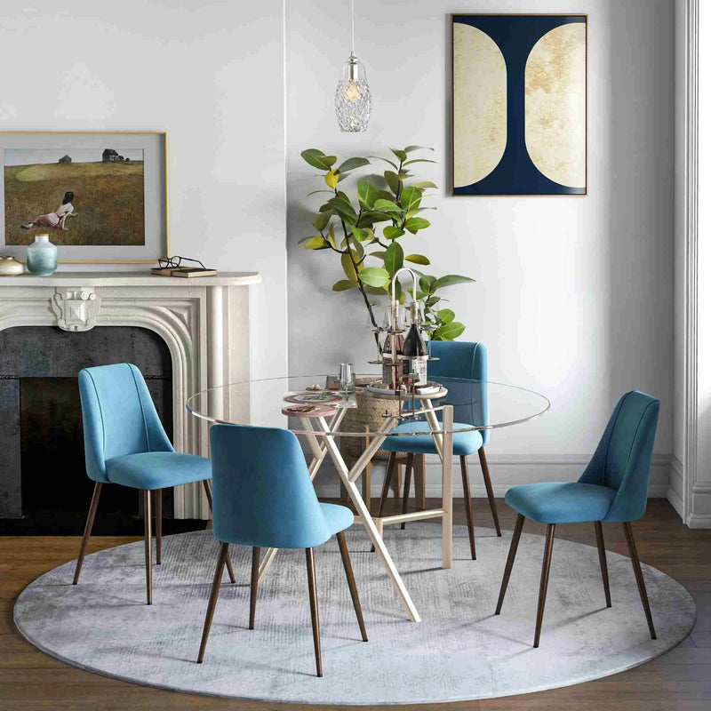 Aosom Dining Chair Upholstered Velvet Accent Dining Chairs (Set of 4) - Available in 4 Colours