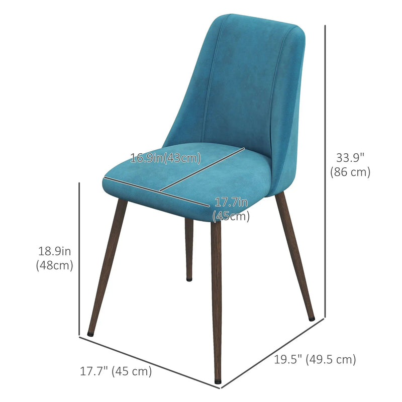 Aosom Dining Chair Upholstered Velvet Accent Dining Chairs (Set of 4) - Available in 4 Colours