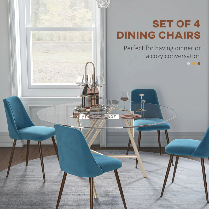 Aosom Dining Chair Upholstered Velvet Accent Dining Chairs (Set of 4) - Available in 4 Colours