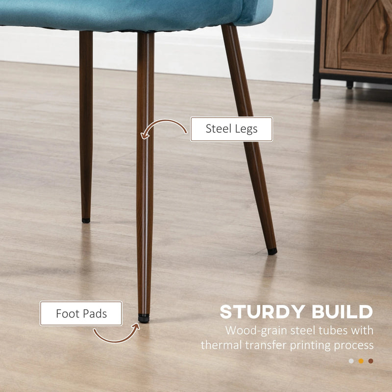 Aosom Dining Chair Upholstered Velvet Accent Dining Chairs (Set of 4) - Available in 4 Colours