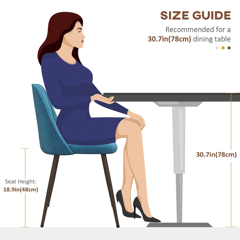 Aosom Dining Chair Upholstered Velvet Accent Dining Chairs (Set of 4) - Available in 4 Colours