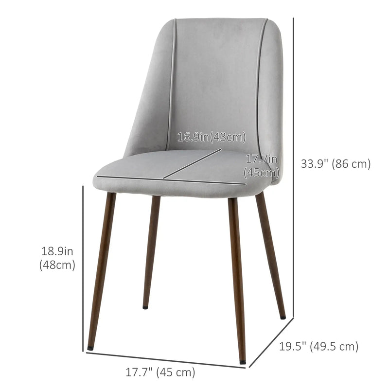Aosom Dining Chair Upholstered Velvet Accent Dining Chairs (Set of 4) - Available in 4 Colours