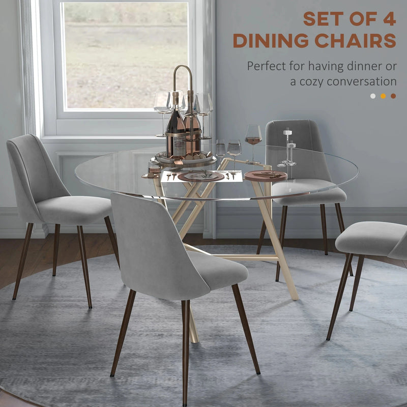 Aosom Dining Chair Upholstered Velvet Accent Dining Chairs (Set of 4) - Available in 4 Colours