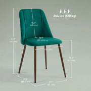 Aosom Dining Chair Upholstered Velvet Accent Dining Chairs (Set of 4) - Available in 4 Colours
