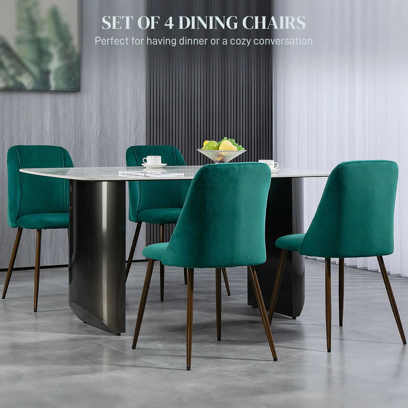 Aosom Dining Chair Upholstered Velvet Accent Dining Chairs (Set of 4) - Available in 4 Colours
