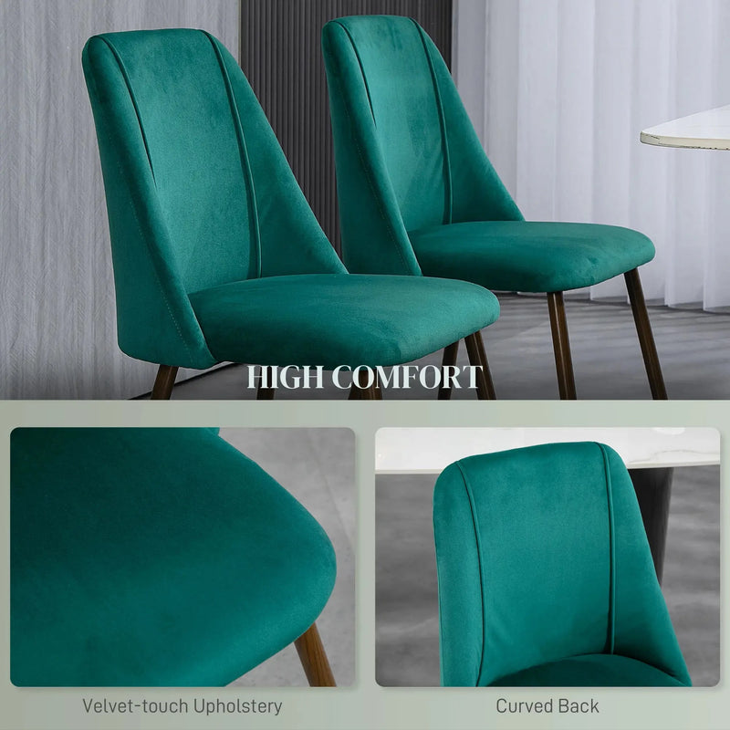 Aosom Dining Chair Upholstered Velvet Accent Dining Chairs (Set of 4) - Available in 4 Colours