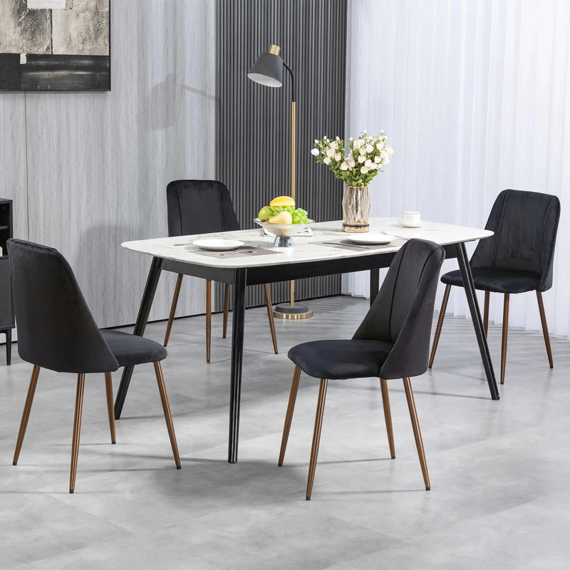 Aosom Dining Chair Upholstered Velvet Accent Dining Chairs (Set of 4) - Available in 4 Colours