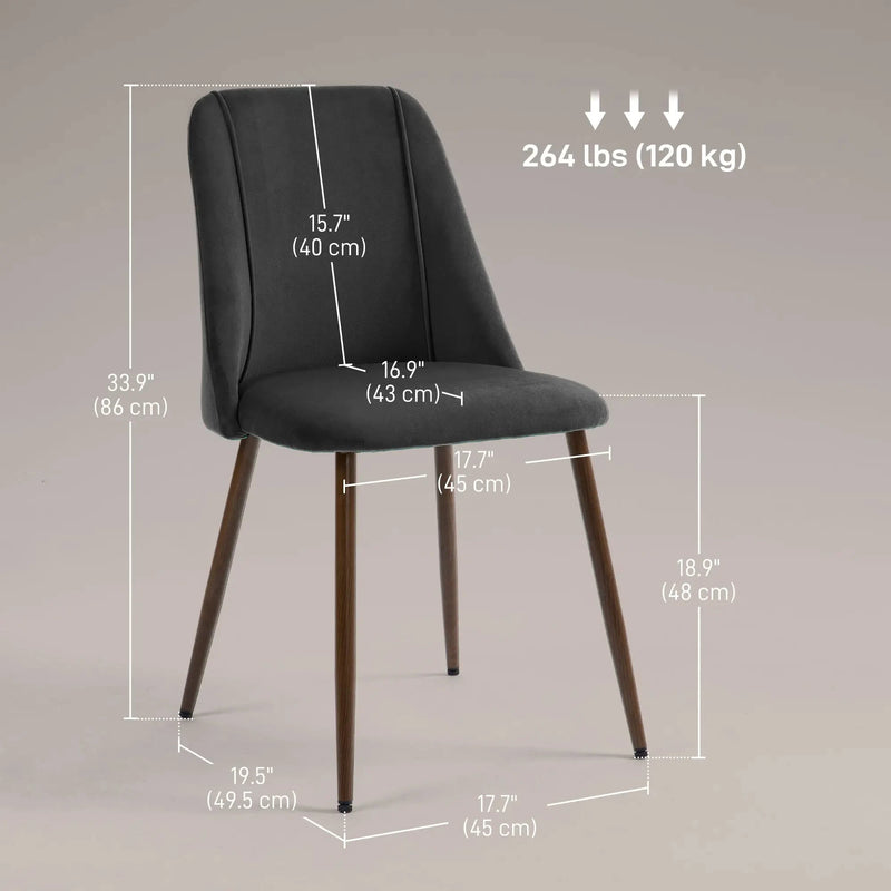Aosom Dining Chair Upholstered Velvet Accent Dining Chairs (Set of 4) - Available in 4 Colours