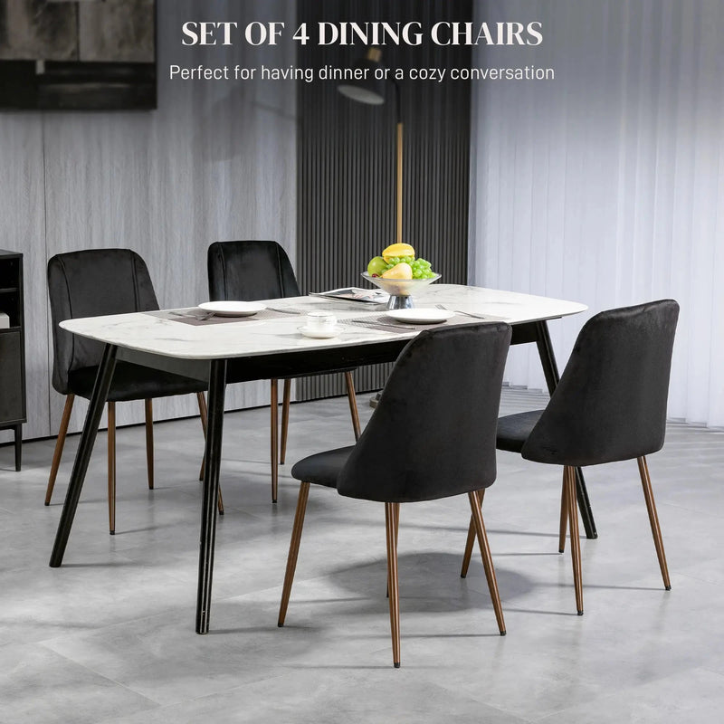 Aosom Dining Chair Upholstered Velvet Accent Dining Chairs (Set of 4) - Available in 4 Colours