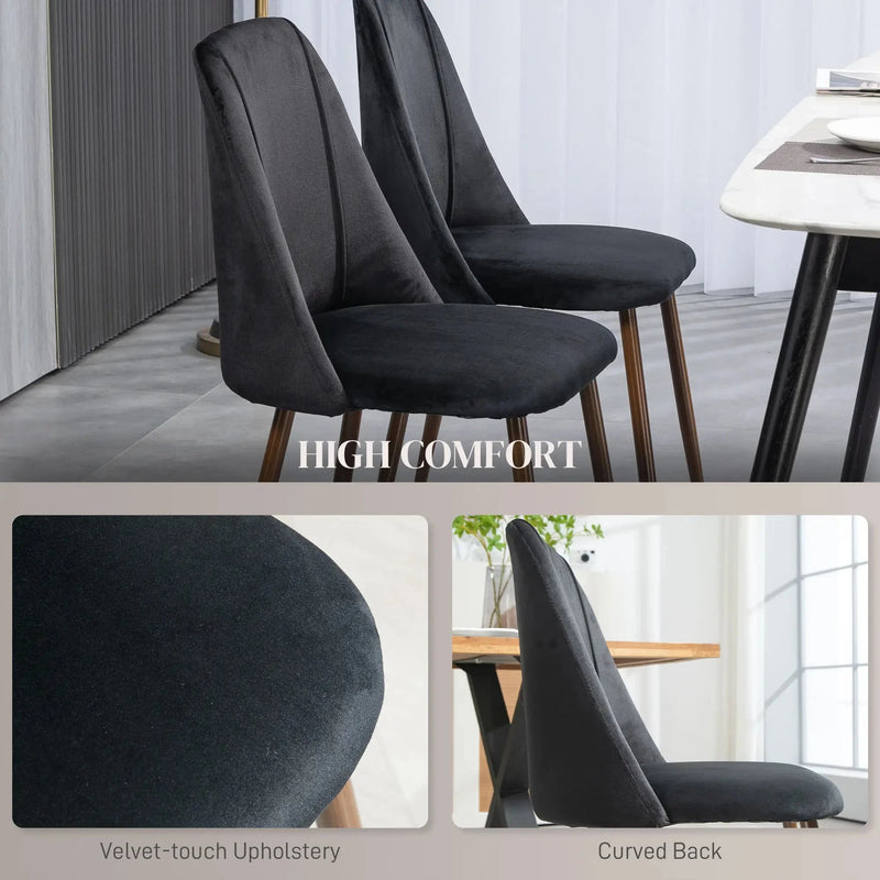 Aosom Dining Chair Upholstered Velvet Accent Dining Chairs (Set of 4) - Available in 4 Colours