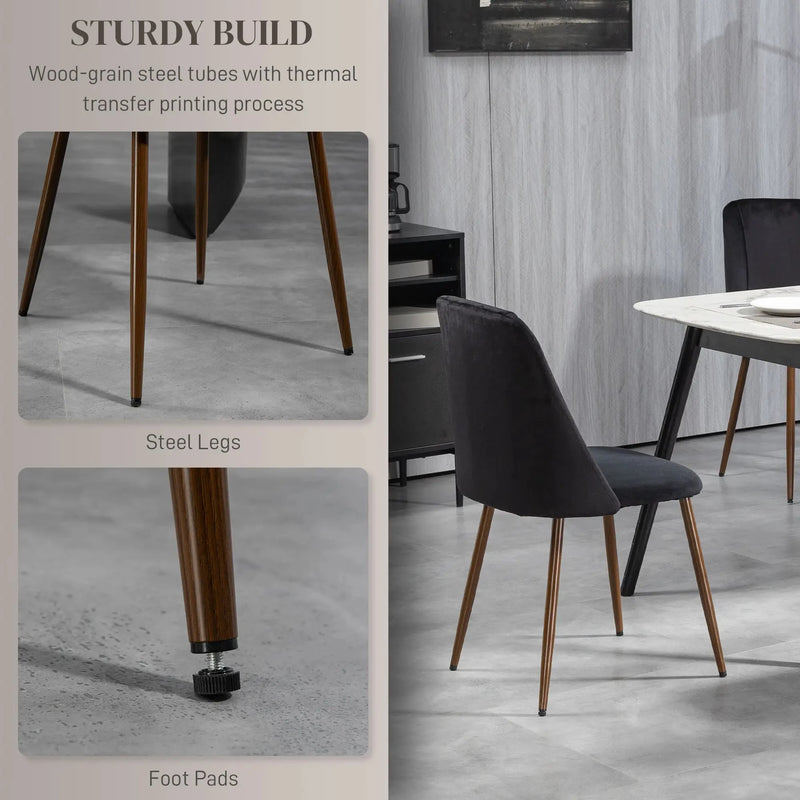 Aosom Dining Chair Upholstered Velvet Accent Dining Chairs (Set of 4) - Available in 4 Colours