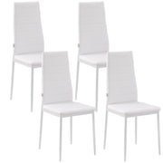 Aosom Dining Chair White High Back Dining Chairs With Upholstered Faux Leather (Set of 4) - Available in 3 Colours