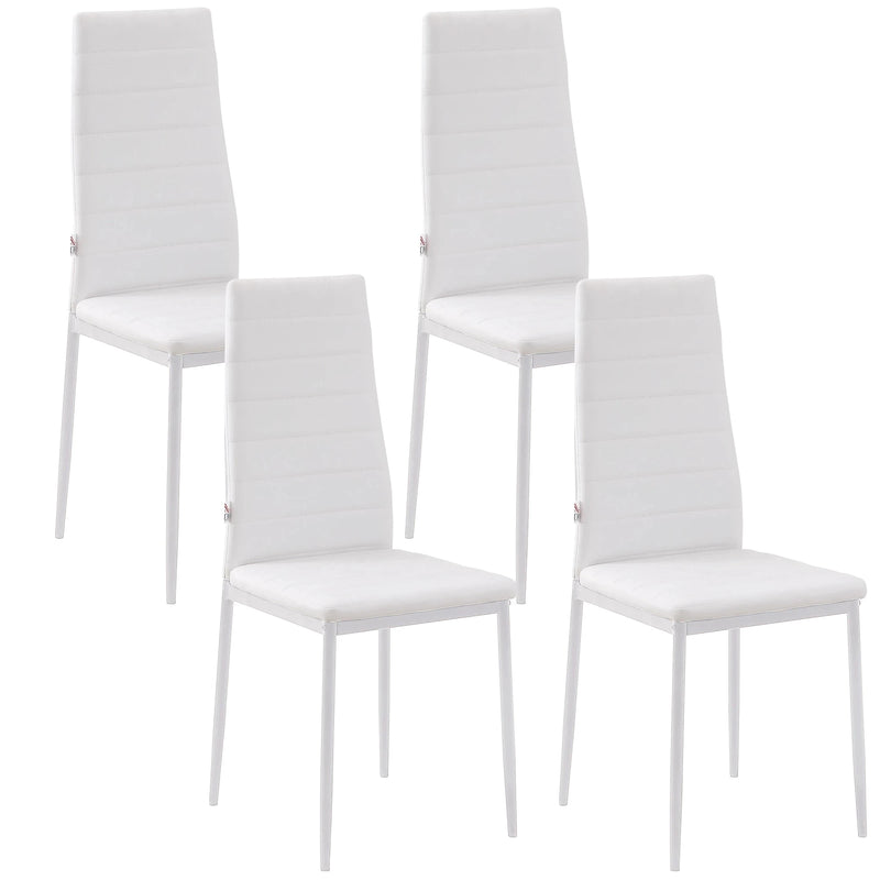 Aosom Dining Chair White High Back Dining Chairs With Upholstered Faux Leather (Set of 4) - Available in 3 Colours