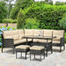 Aosom Dining Set 6 Piece Outdoor Patio Rattan Dining Table Set with Sectional Sofa and Two Ottomans - Available in 2 Colours