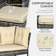 Aosom Dining Set 6 Piece Outdoor Patio Rattan Dining Table Set with Sectional Sofa and Two Ottomans - Available in 2 Colours