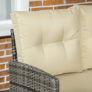 Aosom Dining Set 6 Piece Outdoor Patio Rattan Dining Table Set with Sectional Sofa and Two Ottomans - Available in 2 Colours