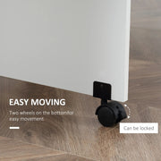 Aosom Dining Table Extendable Dining Table With 2-Tier Shelves and Rolling Casters in White