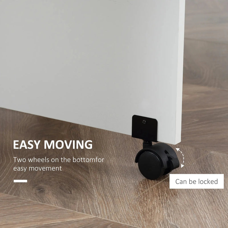 Aosom Dining Table Extendable Dining Table With 2-Tier Shelves and Rolling Casters in White