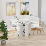 Aosom Dining Table Extendable Dining Table With 2-Tier Shelves and Rolling Casters in White