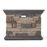 Aosom Fire Pit 32" Outdoor Patio Square Stone MGO Propane Fire Pit Table in Stone Grey