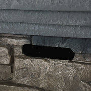 Aosom Fire Pit 32" Outdoor Patio Square Stone MGO Propane Fire Pit Table in Stone Grey