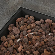 Aosom Fire Pit 33" Outdoor Patio Square MGO Propane Fire Pit Table with Natural Stone Finish in Stone Grey