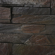 Aosom Fire Pit 33" Outdoor Patio Square MGO Propane Fire Pit Table with Natural Stone Finish in Stone Grey