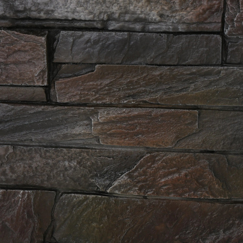 Aosom Fire Pit 33" Outdoor Patio Square MGO Propane Fire Pit Table with Natural Stone Finish in Stone Grey