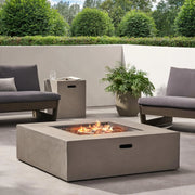 Aosom Fire Pit 40" Concrete Outdoor Patio Square Propane Fire Pit Table with Tank Holder - Available in 2 Colours
