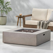 Aosom Fire Pit 40" Concrete Outdoor Patio Square Propane Fire Pit Table with Tank Holder - Available in 2 Colours