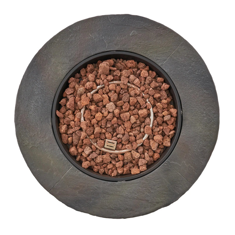 Aosom Fire Pit Hoonah 33" Outdoor Patio Round Stone Propane Fire Pit Table in Stone Grey