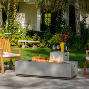 Aosom Fire Pit Light Grey 56" Iron Outdoor Patio Rectangular Propane Fire Pit Table with Tank Holder - Available in 2 Colours