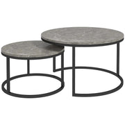 Aosom Nesting Table Grey Modern Nesting Coffee Tables (Set of 2) - Available in 3 Colours