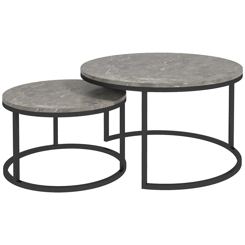 Aosom Nesting Table Grey Modern Nesting Coffee Tables (Set of 2) - Available in 3 Colours