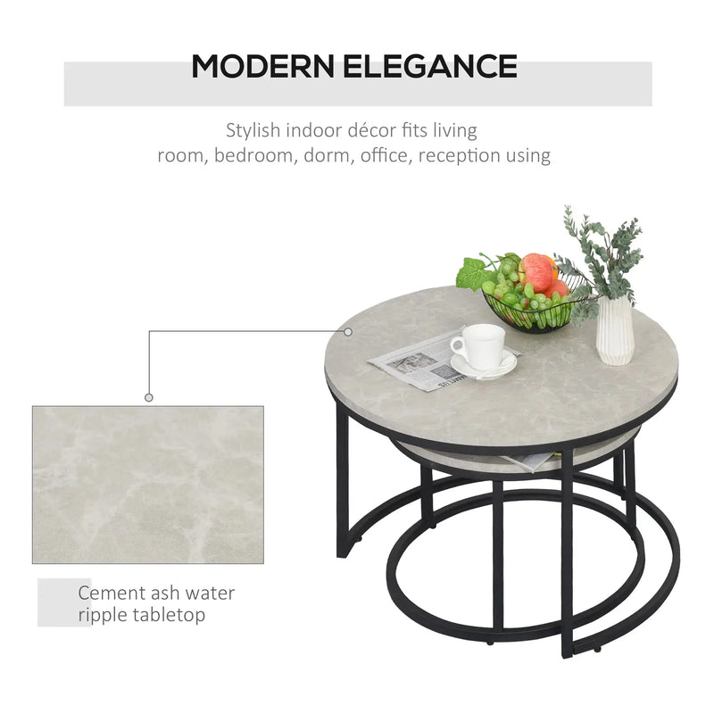 Aosom Nesting Table Modern Nesting Coffee Tables (Set of 2) - Available in 3 Colours