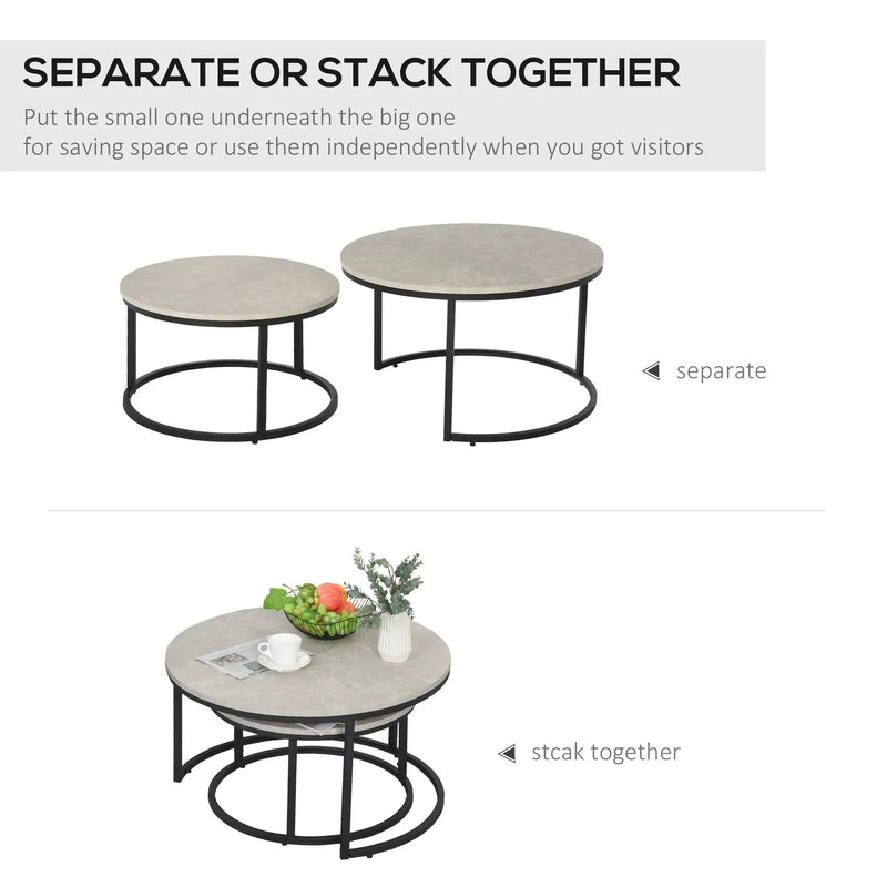 Aosom Nesting Table Modern Nesting Coffee Tables (Set of 2) - Available in 3 Colours