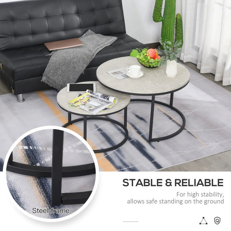 Aosom Nesting Table Modern Nesting Coffee Tables (Set of 2) - Available in 3 Colours