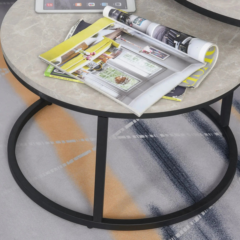 Aosom Nesting Table Modern Nesting Coffee Tables (Set of 2) - Available in 3 Colours