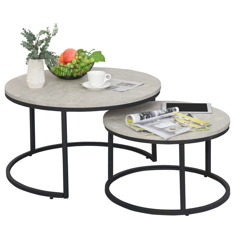Aosom Nesting Table Modern Nesting Coffee Tables (Set of 2) - Available in 3 Colours