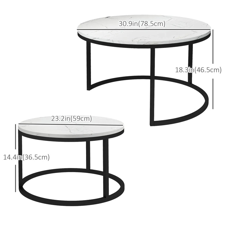 Aosom Nesting Table Modern Nesting Coffee Tables (Set of 2) - Available in 3 Colours