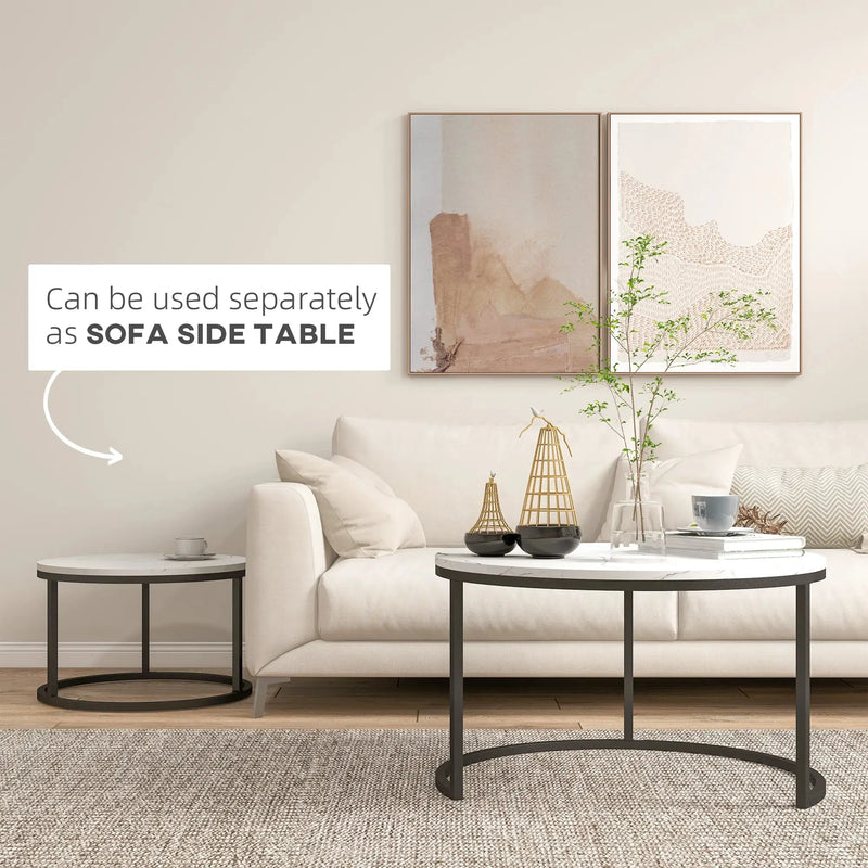 Aosom Nesting Table Modern Nesting Coffee Tables (Set of 2) - Available in 3 Colours