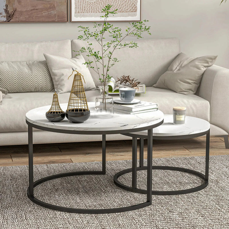 Aosom Nesting Table Modern Nesting Coffee Tables (Set of 2) - Available in 3 Colours