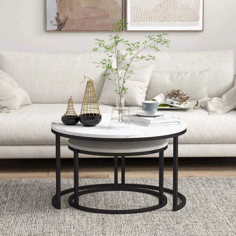 Aosom Nesting Table Modern Nesting Coffee Tables (Set of 2) - Available in 3 Colours
