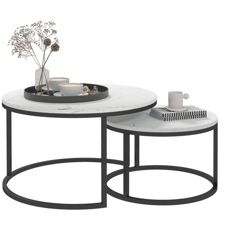 Aosom Nesting Table Modern Nesting Coffee Tables (Set of 2) - Available in 3 Colours
