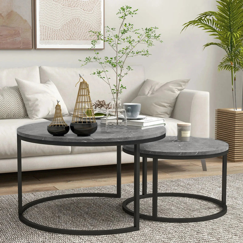 Aosom Nesting Table Modern Nesting Coffee Tables (Set of 2) - Available in 3 Colours