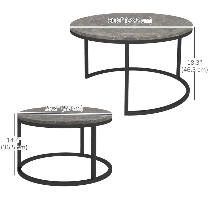 Aosom Nesting Table Modern Nesting Coffee Tables (Set of 2) - Available in 3 Colours