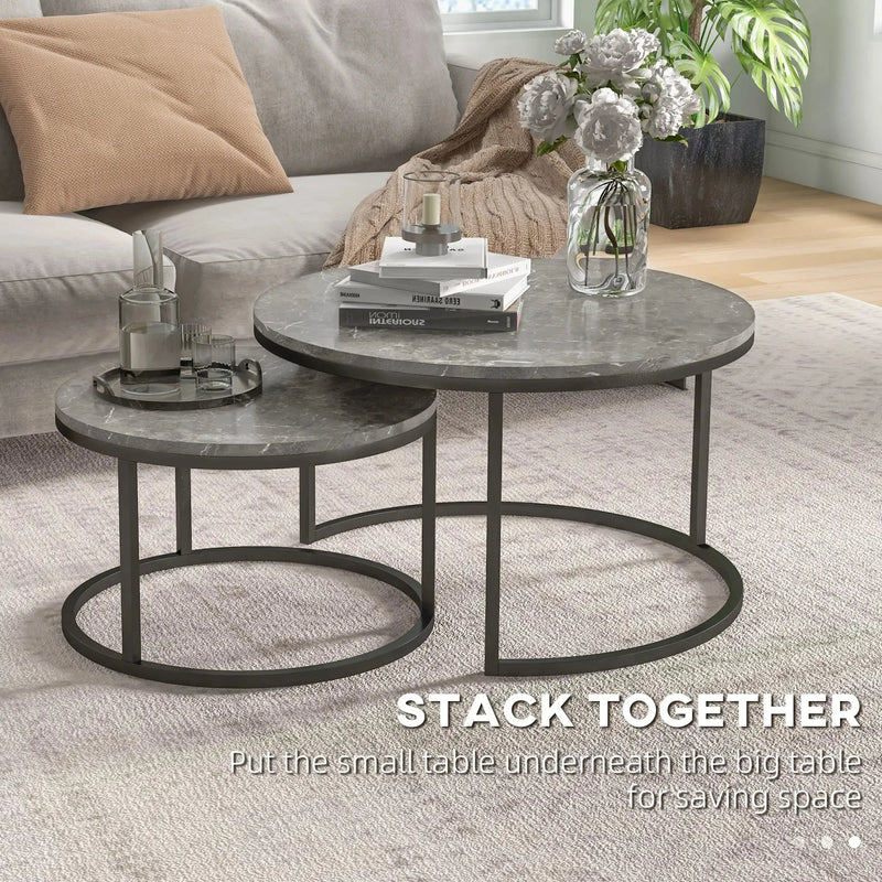 Aosom Nesting Table Modern Nesting Coffee Tables (Set of 2) - Available in 3 Colours